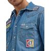 Wrangler Men’s X Hot Wheels Denim Work Shirt(Light Blue Denim)