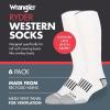 Wrangler Ryder Western Cowboy Boot Socks for Men – Over Calf, Cushioned Sole, Moisture-Wicking, Durable Design(White)