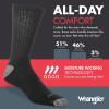 Wrangler Ultra Dry Crew Socks for Men – 12 Pk, Full Cushion, Arch Support, Moisture-Wicking, Steel Toe – fits shoe size 6-12(Black)