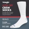 Wrangler Ultra Dry Crew Socks for Men – 12 Pk, Full Cushion, Arch Support, Moisture-Wicking, Steel Toe – fits shoe size 6-12(White)
