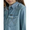Wrangler Womens Boyfriend Denim Snap Closure Shirt(Glacier)