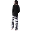 Wrangler Women’s Jersey Top and Flannel Pant Sleep Pajama Set(Black/Cow Print)