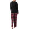 Wrangler Women’s Jersey Top and Flannel Pant Sleep Pajama Set(Black/Merry Plaid)