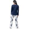 Wrangler Women’s Jersey Top and Flannel Pant Sleep Pajama Set(Blue/Floral Patchwork Quilt)