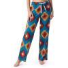 Wrangler Women’s Jersey Top and Flannel Pant Sleep Pajama Set(Sea Blue/Southwestern Geo)