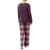 Wrangler Women’s Jersey Top and Flannel Pant Sleep Pajama Set(Wine/Ombre Plaid)