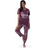 Wrangler Women’s V-Neck Short Sleeve Graphic Tee and Printed Pants Pajama Sleep Set(Amaranth/Paisley)