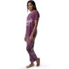 Wrangler Women’s V-Neck Short Sleeve Graphic Tee and Printed Pants Pajama Sleep Set(Amaranth/Paisley)