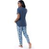 Wrangler Women’s V-Neck Short Sleeve Graphic Tee and Printed Pants Pajama Sleep Set(Dark Denim/Geo)