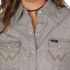 Wrangler Women’s Vintage Denim Snap Shirt(Gray)