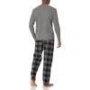 Wrangler mens Waffle Knit Top and Flannel Pajama Pant Pajama Sleep Set(Charcoal/Plaid)