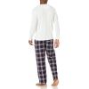 Wrangler mens Waffle Knit Top and Flannel Pajama Pant Pajama Sleep Set(Natural/Plaid)