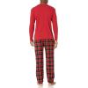 Wrangler mens Waffle Knit Top and Flannel Pajama Pant Pajama Sleep Set(Red/Plaid)
