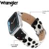 Wrangler® “Ranch Rider” Calf Hair Studded Band for Apple Watch®, Western Leather, Fits all Apple Watch® Series and Sizes(Black & White)
