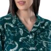 Wrangler womens Long Sleeve Flannel Top and Pant Pajama Set(Deep Teal Horse Toss)
