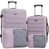 Wrangler 5 Piece Luggage & Travel Accessories Set, Red(Burnished Lilac)