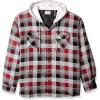 Wrangler Authentics Men’s Long Sleeve Quilted Lined Flannel Shirt Jacket with Hood(Biking Red)