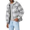 Wrangler Authentics Men’s Long Sleeve Quilted Lined Flannel Shirt Jacket with Hood(Cloud Burst)