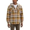 Wrangler Authentics Men’s Long Sleeve Quilted Lined Flannel Shirt Jacket with Hood(Golden Brown)
