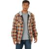 Wrangler Authentics Men’s Long Sleeve Quilted Lined Flannel Shirt Jacket with Hood(Pale Gold)