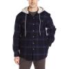 Wrangler Authentics Men’s Long Sleeve Quilted Lined Flannel Shirt Jacket with Hood(Total Eclipse With Heather)