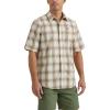 Wrangler Authentics Men’s Short Sleeve Classic Plaid Shirt(Pale Khaki Plaid)