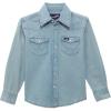 Wrangler Boy’s Long Sleeve White Snap Shirt(Stonewashed Indigo)