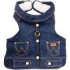 Wrangler Dark Wash Dog Vest Harness with Sherpa-S(Dark Wash Denim)