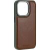Wrangler® Heritage Inlay Leather Phone Case, Military Green Edge, Compatible with iPhone (Brown, 16 Pro)(Brown)