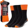 Wrangler Hi-Vis Work Socks for Men – Cushioned Crew Boot Socks with Arch Support, Reinforced Heel & Toe – Size 6-12(Black/Orange)
