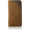 Wrangler Men’s Bifold Wallet with Flip-Out ID Window, Genuine Leather, Gift for Him(Cognac/Brown Contrast Tab Patch)