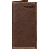 Wrangler Men’s Bifold Wallet with Flip-Out ID Window, Genuine Leather, Gift for Him(Dark Brown Double Stitch)
