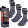 Wrangler Men’s Blended Wool Work Socks – Crew Socks for Hiking, Boots, & All-Weather Wear with Arch Support – Size 6-12(Blue)