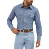 Wrangler Men’s Cowboy Cut Western Chambray Snap Long Sleeve Work Shirt(Chambray Blue)