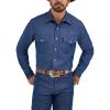 Wrangler Men’s Cowboy Cut Western Chambray Snap Long Sleeve Work Shirt(Darkest Indigo)