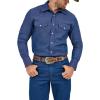 Wrangler Men’s Cowboy Cut Western Chambray Snap Long Sleeve Work Shirt(Indigo Denim)