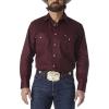 Wrangler Men’s Cowboy Cut Western Chambray Snap Long Sleeve Work Shirt(Red Oxide)