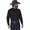 Wrangler Mens George Strait Solid Black Long Sleeve Button Down Shirt(Black)