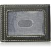 Wrangler Men’s Leather Bifold(Black Basket Weave Front Pockets)