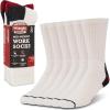 Wrangler Men’s Midweight Outdoor Work Socks, Cushioned, Arch Support, Size 6-12, Recycled Cotton, 3-Pack(White (/Red/Grey))
