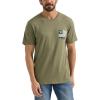Wrangler Men’s Western Crew Neck Short Sleeve Tee Shirt(Deep Lichen Green Heather)