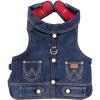 Wrangler Rope Denim Dog Vest Harness – Breathable Dog Vest with Mesh Lining – Machine Washable Dog Winter Jacket for Easy Cleaning, Layer Over Dog Sweater (Dark Wash, L)(Dark Denim Wash)