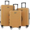 Wrangler Tahoe 3 Piece Spinner Luggage Set, Desert Taupe(Amber Gold)