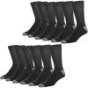 Wrangler Ultra Dry Crew Socks for Men – 12 Pk, Full Cushion, Arch Support, Moisture-Wicking, Steel Toe – fits shoe size 6-12(Black)
