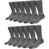 Wrangler Ultra Dry Crew Socks for Men – 12 Pk, Full Cushion, Arch Support, Moisture-Wicking, Steel Toe – fits shoe size 6-12(Grey)