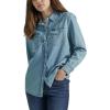 Wrangler Womens Boyfriend Denim Snap Closure Shirt(Glacier)