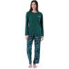 Wrangler Women’s Jersey Top and Flannel Pant Sleep Pajama Set(Deep Teal/Horse Toss)