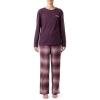 Wrangler Women’s Jersey Top and Flannel Pant Sleep Pajama Set(Wine/Ombre Plaid)
