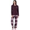 Wrangler Women’s Jersey Top and Flannel Pant Sleep Pajama Set(Wine/Plaid)