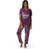 Wrangler Women’s V-Neck Short Sleeve Graphic Tee and Printed Pants Pajama Sleep Set(Amaranth/Paisley)